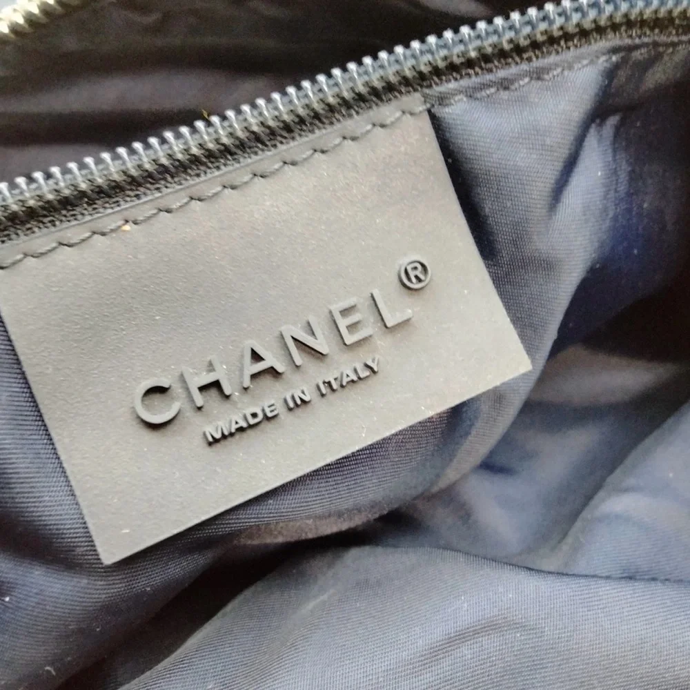 CHANEL Navy Canvas Shoulder Bag